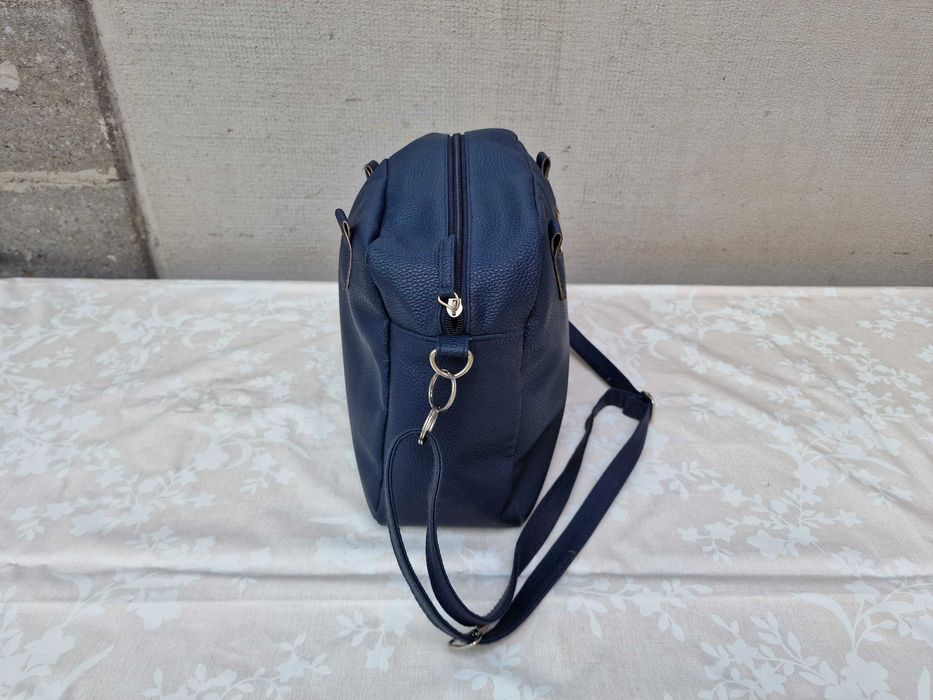 Carla Faustini, poseta dama, geanta messenger, piele ecologica, Blue