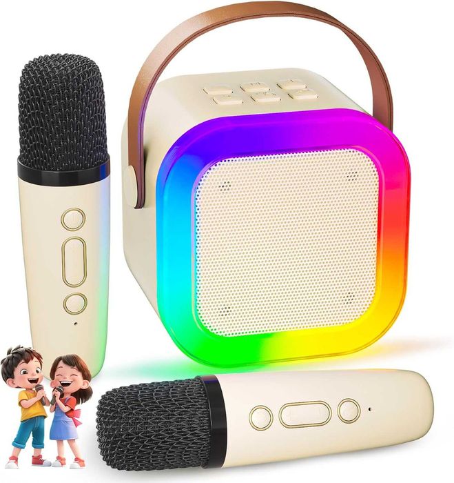 Тонколона с 2 микрофона Караоке машина Високоговорител - 6 цвята