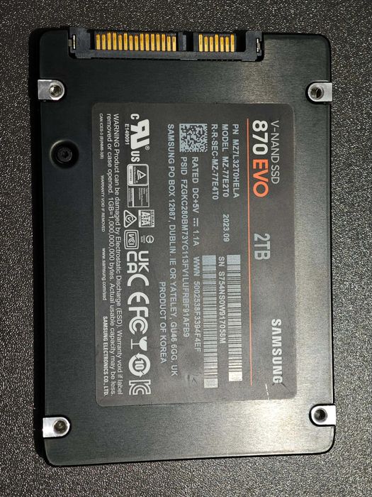 SSD Samsung 870 EVO 2TB – 99% Health – 100% HDD Sentinel – Testat Complet
