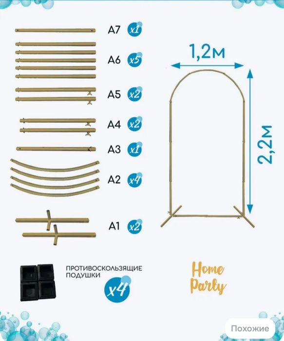 Каркас-арка для фотозоны 220*120