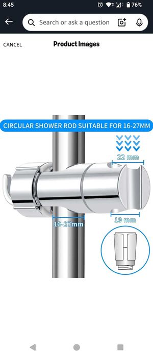 Държач за душ 16-27mm с 2 куки