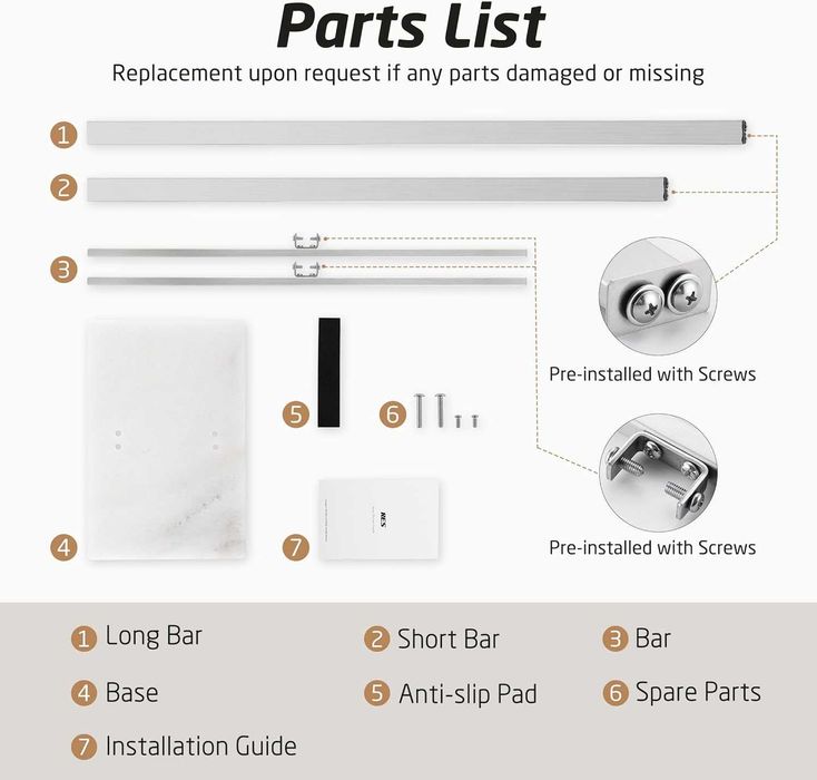 KES стойка за кърпи 2 нива с мраморна основа от неръждаема стомана