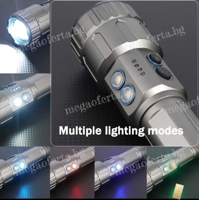 Мощен LED алуминиев фенер Функция Powerbank  5 цвята на светене