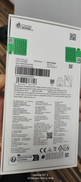 Smartphone OPPO A5 Pro 5G , SIGILAT, Black  Brown , 8GB,  256GB