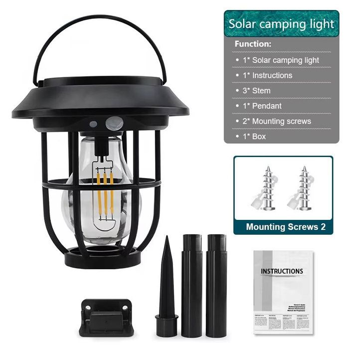 2 bucatii Lampă Solară de Grădină 48 cm, Felinar LED 13cm,Portabila cu Panou Solar Integrat,Țăruș,Montaj in Sol