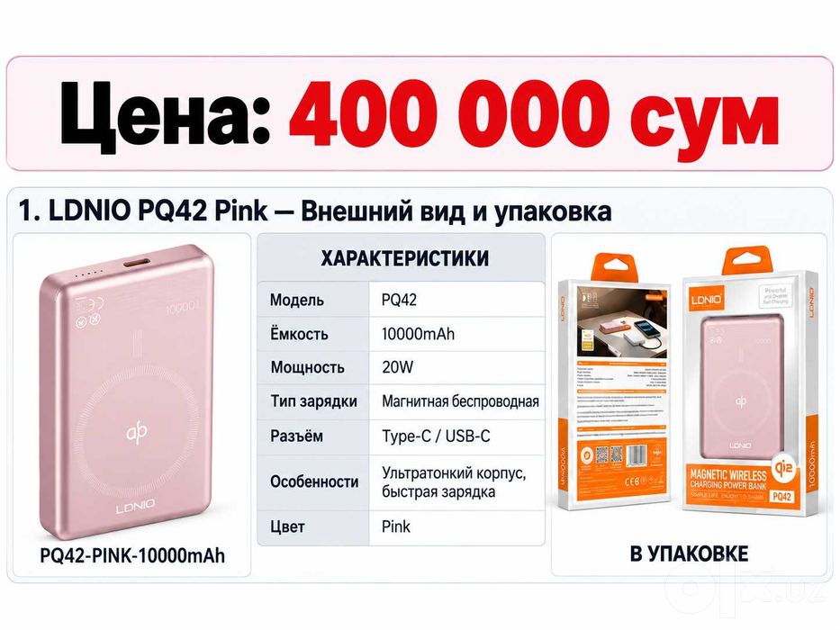 PowerBank Пауэрбанк  10000 mAh 20W магнитный MagSafe