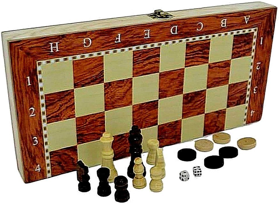 Дъска за шах и табла голяма 48х48см дървена шахматна Шахматю Игра