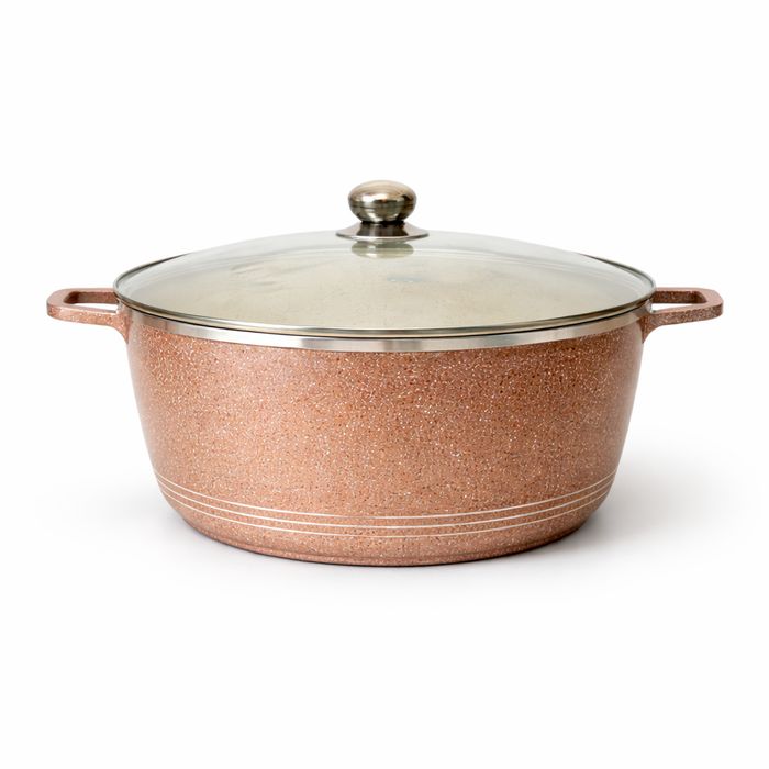 Set oale granit 6 piese cu capac sticla, vase gatit cu invelis granit antiaderent, ceramica, 32-40 cm, rezistente