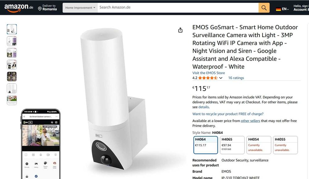 Cameră de supraveghere inteligentă EMOS GoSmart, rotativă, WiFi