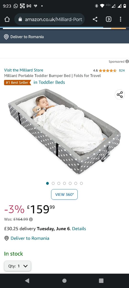 Milliard portable best sale toddler bed