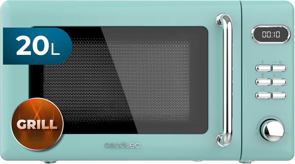 Cuptor cu microunde digital Cecotec ProClean 5110 Retro Green, 20 L, cu grill. Putere 700 W