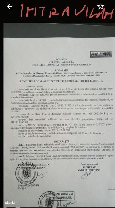 Urziceni. Locuri de casă. Str.Buzaului.peste linie.Supraf 530 - 900mp.