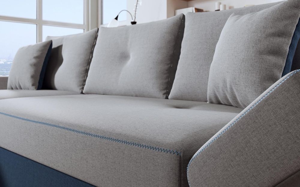 Ъглов Диван Сиво с опция за сън