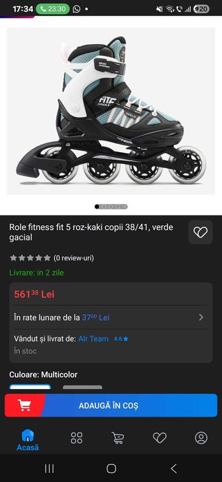 Role  noi,cu etichetă, fitness fit Oxelo,kaki( no 38-41)