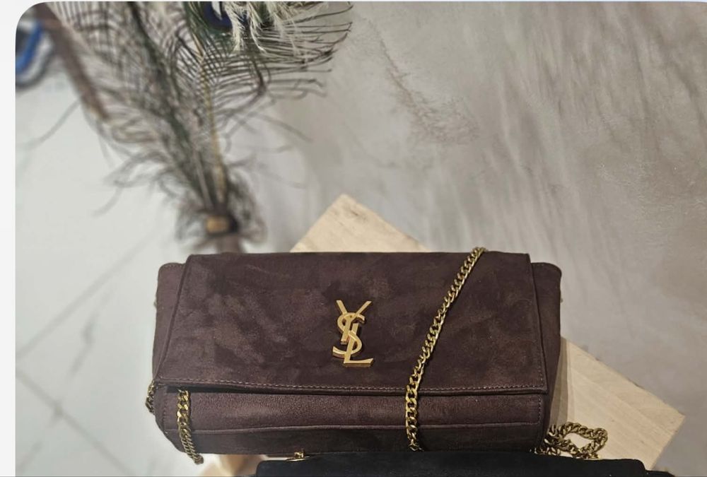 Чанта с две лица кожа и велур ysl