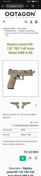Replica pistol KP-13F TBC Full Auto Metal CO2 KJW