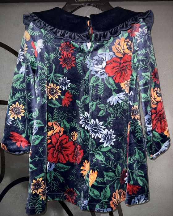 Rochie bleumarin de catifea, H&M, marimea 74