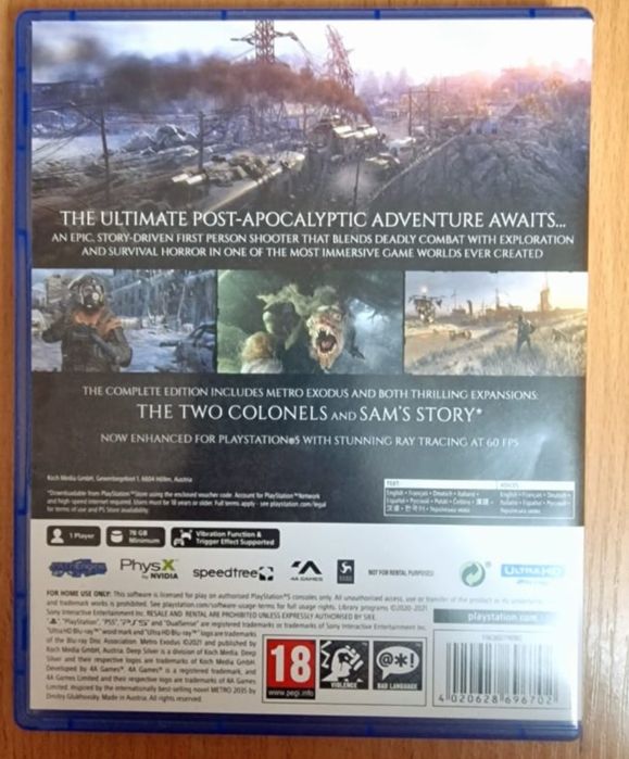 диск"METRO EXODUS" на ps5