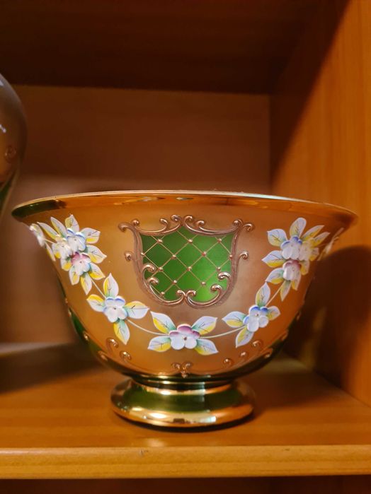 Set 3 piese cristal Bohemia placat cu aur 24k