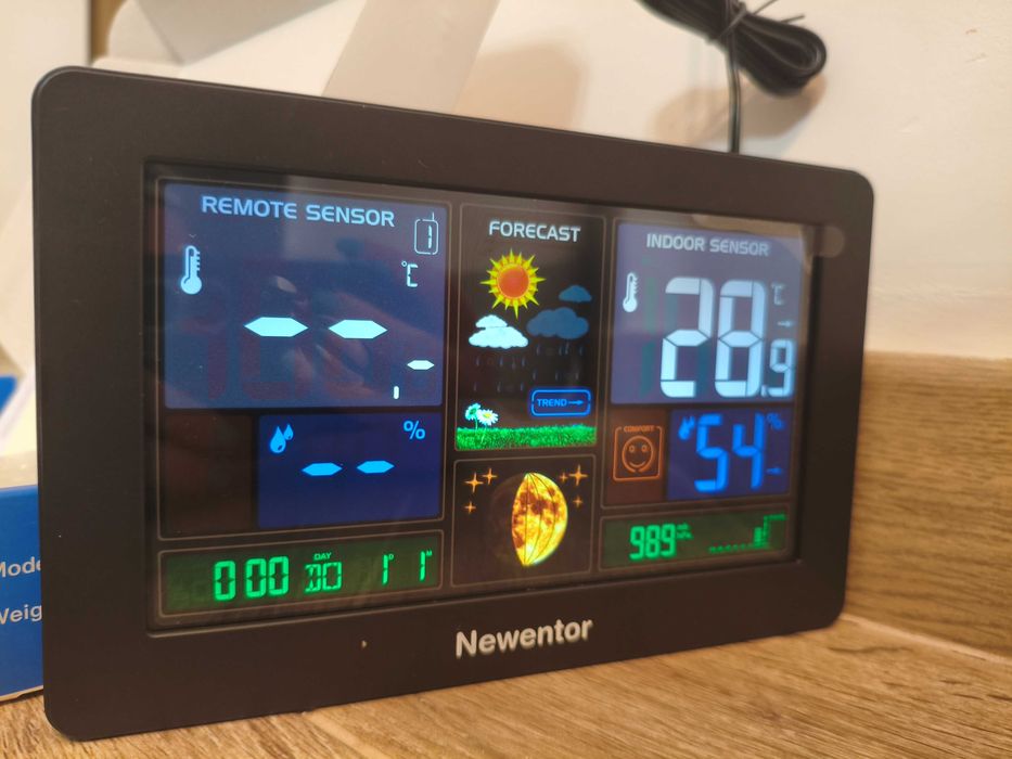 Stație meteo wirelesscu 3 senzori, prognoză meteo, ceas DCF, nouă