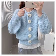 Pulover albastru tricotat