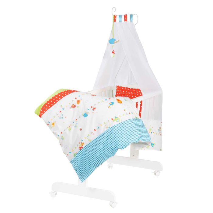 Легло за бебе Кошара  люлка на колелца с балдахин матрак 40x90 НОВА