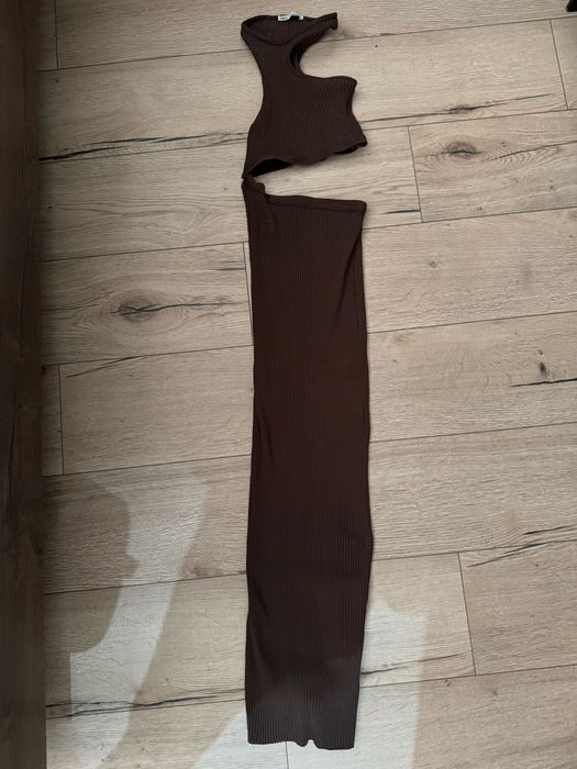 Дълга кафява лятна рокля ZARA