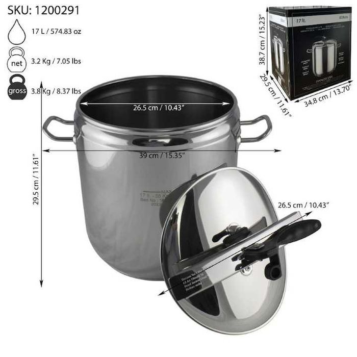 Тенджера под налягане 17л и 20л херметическа професионална