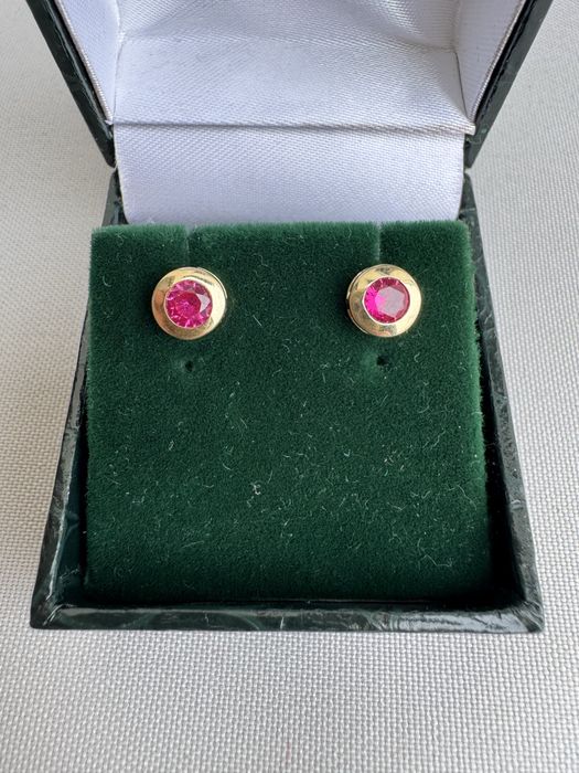 Cercei aur 14 k si rubine