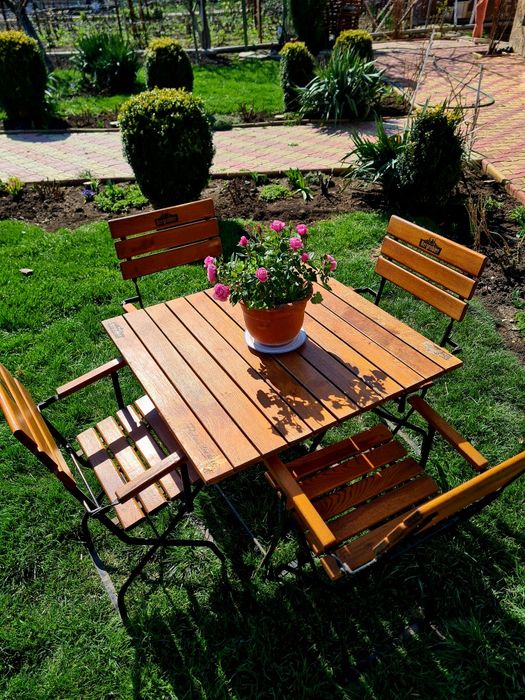 Set mobilier terasa masa cu scaune din lemn / set terasa