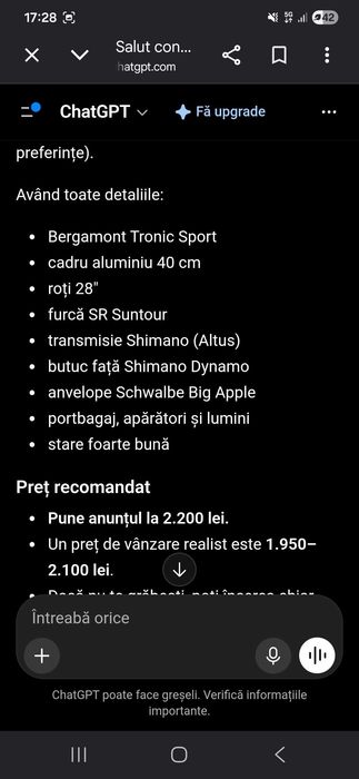 Bergamont Tronic Sport 28"- Shimano Dynamo - Echipată complet .