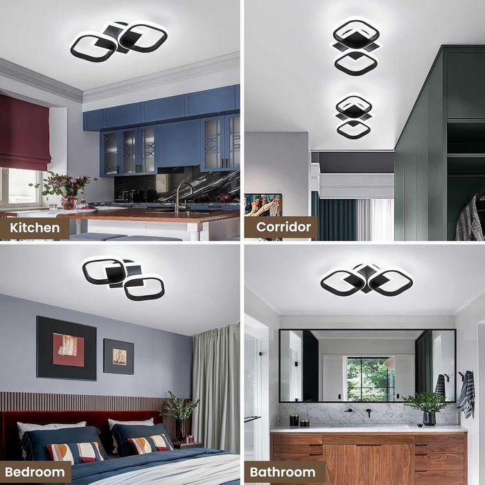 LED плафон/полилей за таван с две светещи модула 30W, 6000K, метал+силикон