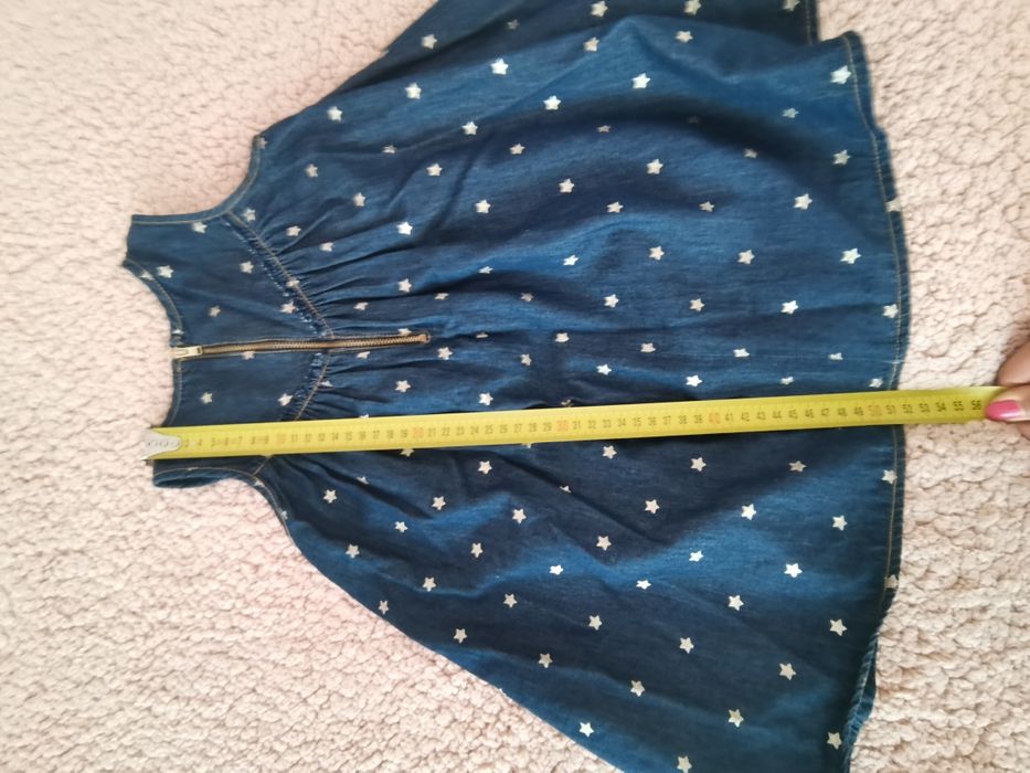 Дънкена рокля А силует със златни звезди 98 см