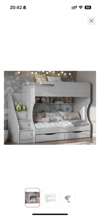 Двухъярусная кровать 80x180 см, белая