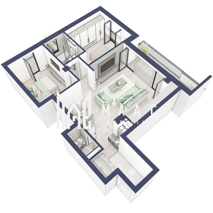 Apartament 3 camere | Balcoane 16.2 mp | Etaj 1 | Turnisor