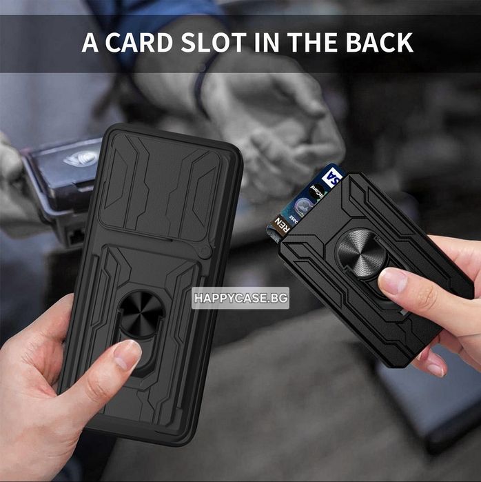 Xiaomi Poco X8 Pro 5G / RING CARD SLOT Удароустойчив кейс гръб със слот за карта и ринг