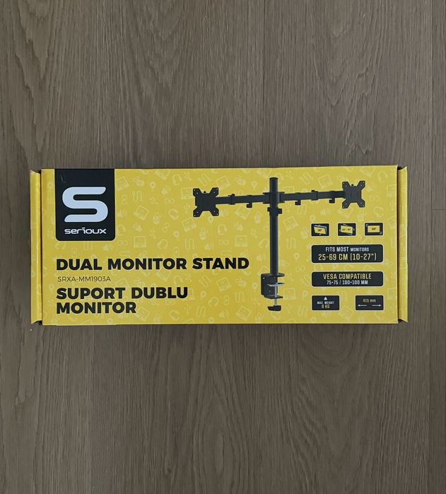 Suport birou 2 monitoare Serioux MM1903A, 10”-27”, Negru