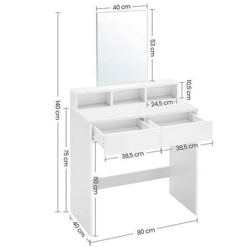 НОВО! Козметична бяла тоалетка със стол и огледало