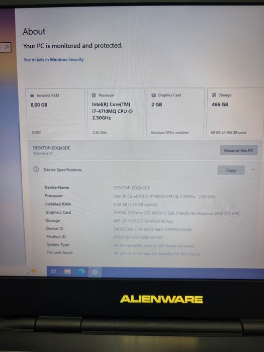 Noble Amanet - Alienware i7 4710MQ, 8gb, 512gb, gtx 860M 2GB