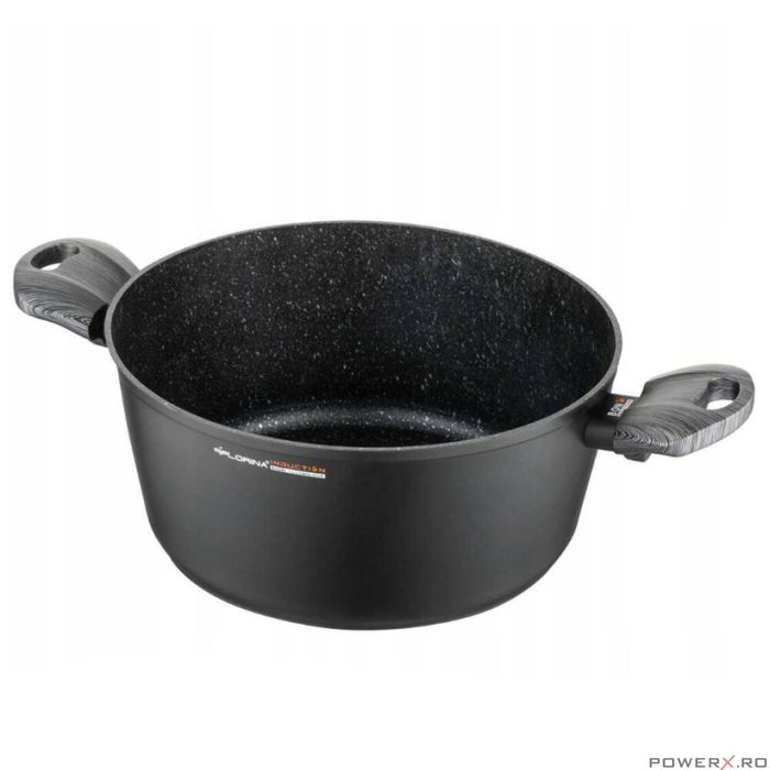 Oala din aluminiu cu invelis din marmura antiaderenta, cu capac, 24cm,