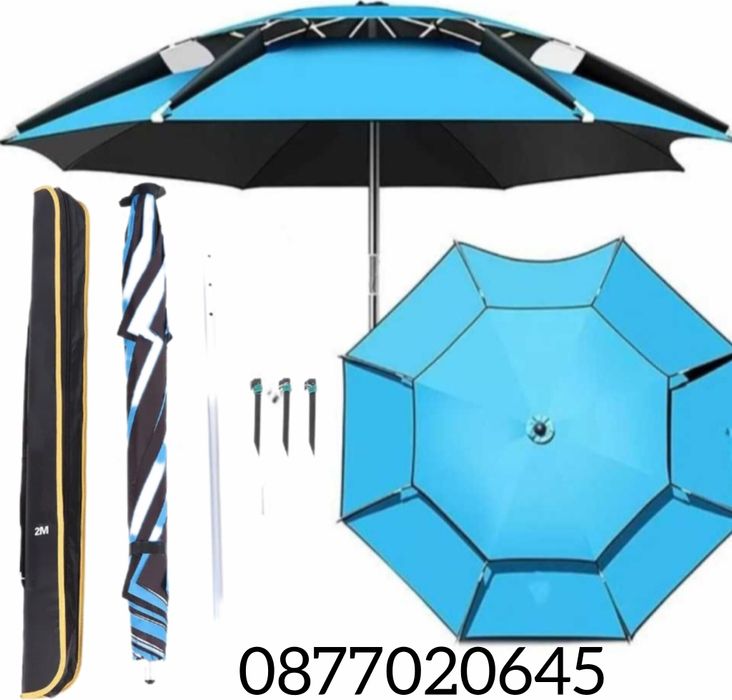 Чадър със странична тента диаметър 2.40м Uv защита 65 + Клапа