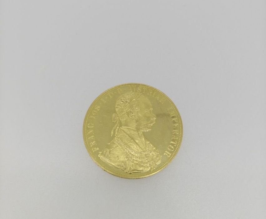 Vând monede placate cu aur de 24k Frank Iosif 4 ducat 1915 1/1 cu cele