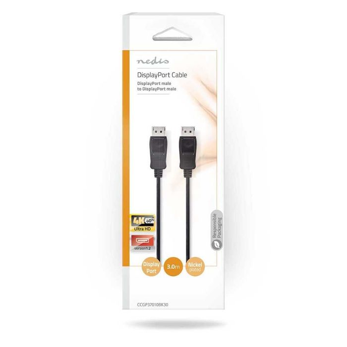Кабел DisplayPort Cable НОВ 3м. 4K UHD 60Hz, Ethernet, NEDIS