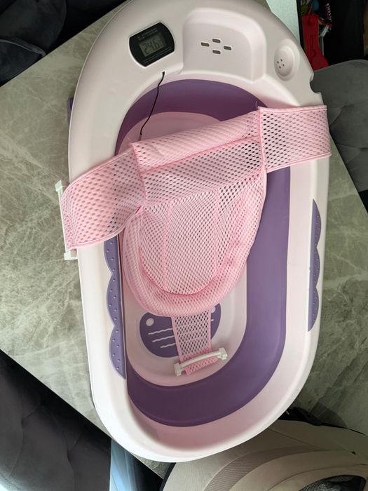 Cădiță bebe pliabilă Glossyss™ + accesorii – stare impecabilă