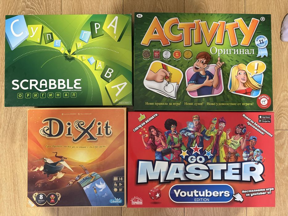 Комплект настолни игри – Activity, Scrabble, Dixit, Go Master (Youtubers edition)