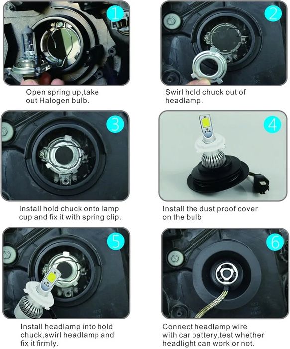 H4 Лед  крушки 72W ,6500K Лед