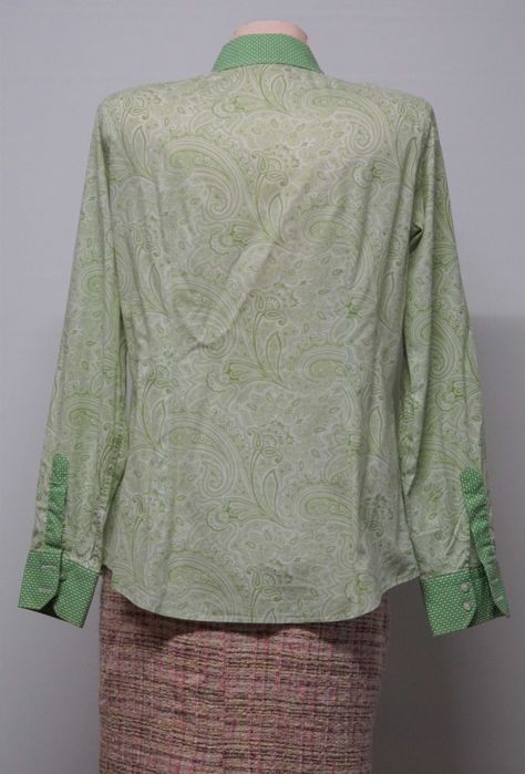 Camasa ETRO paisley verde cu alb marimea 42