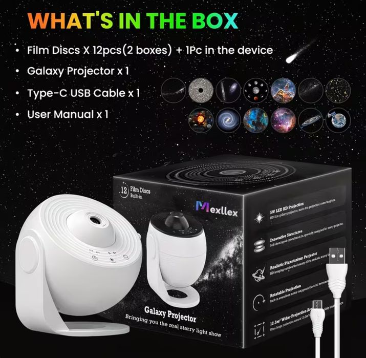 Звезден проектор Fussion Planetarium планетариум звездно небе 12 филма