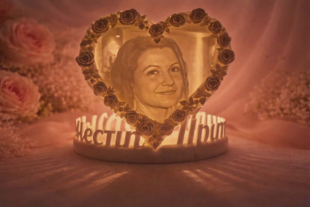 Подарък за 8-ми март литографска снимка-свешник