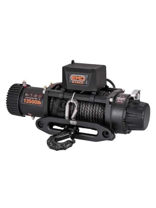 Troliu electric auto EMD Winch 13500lbs (6123kg), 12V, cablu sintetic, 25m, raport 150:1